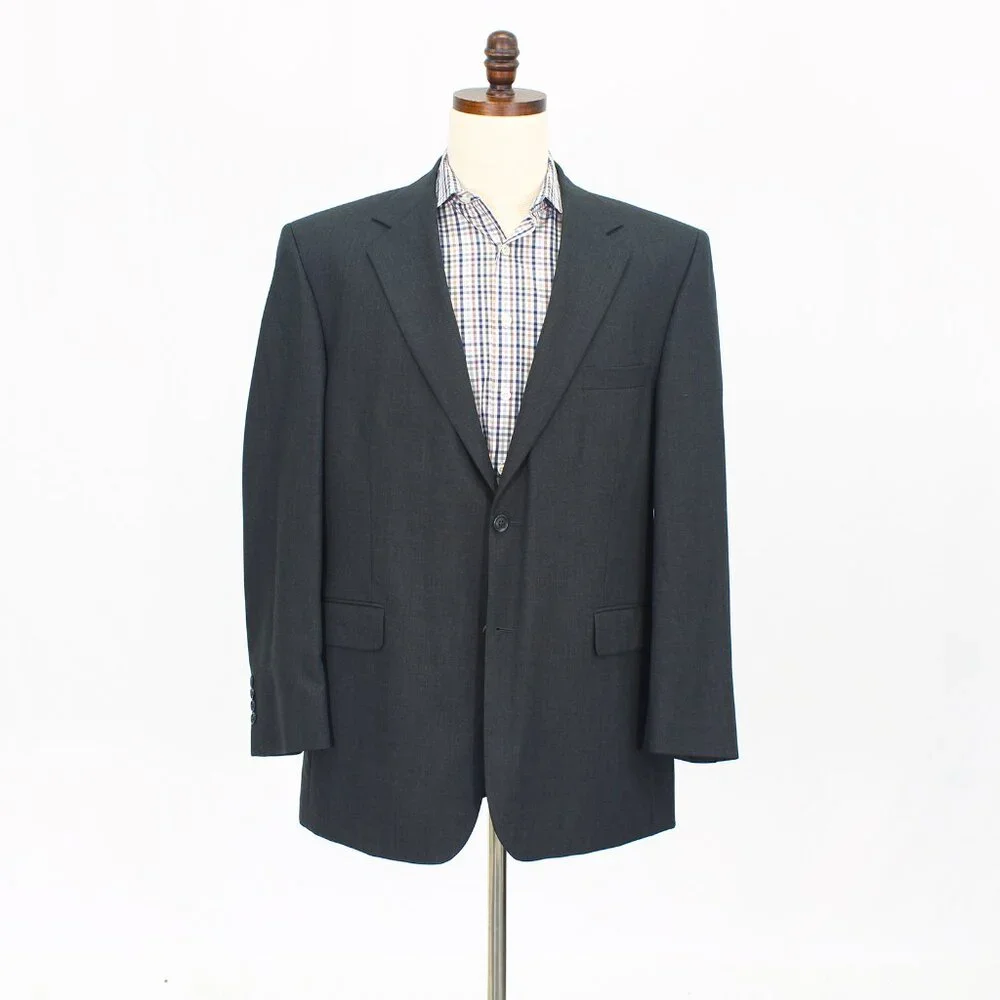 Stafford 44R Gray Blazer Sport Coat Jacket 2-Button Solid Y347